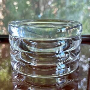 Vintage Heavy Clear Ribbed Glass Wine Bottle Holder, Wine Coaster